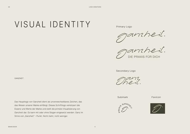 Logo design for Praxis Ganzheit created as part of the brand identity and strategy