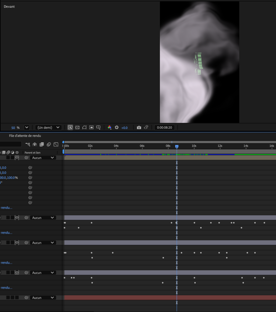 Screenshot of After Effects window displaying motion design project for Drink Sexy.