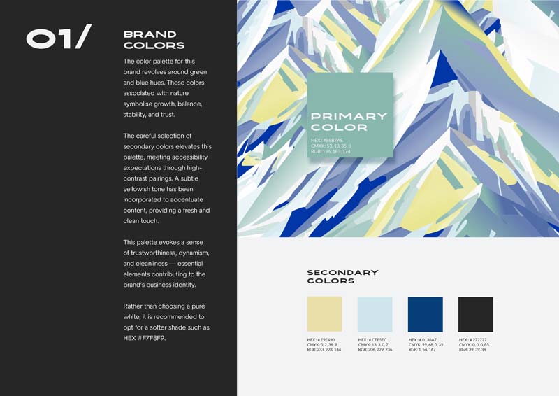 Color palette section from Gian Ragettlis brand book