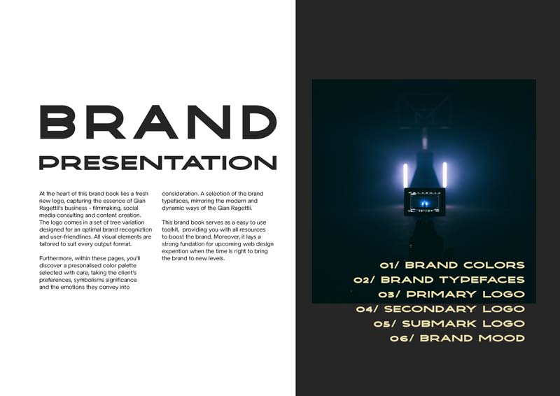 Brand Book for Gian Ragettli created as part of the brand identity and strategy